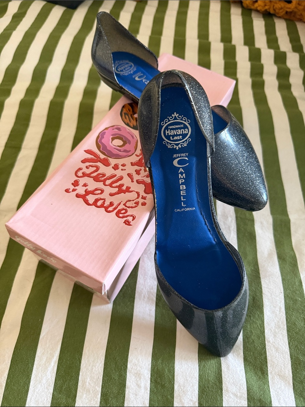 Jeffrey Campbell Sparkle Navy Pointed Toe Flats